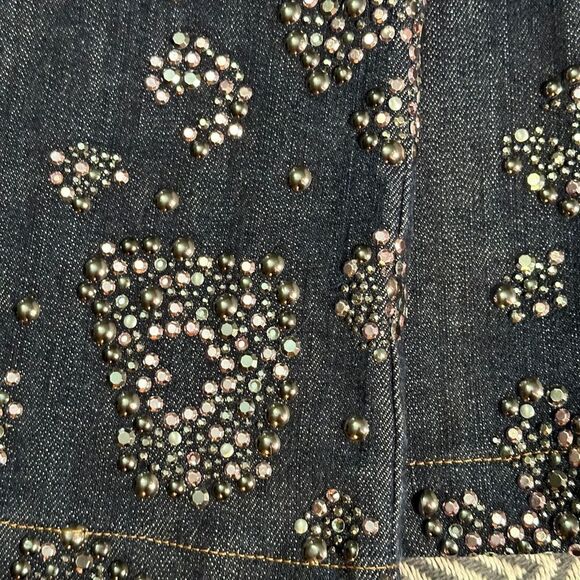 St. John Couture Embellished Straight- Leg Denim Jeans Rhinestones Mid-Rise Sz 8 - Picture 5 of 9